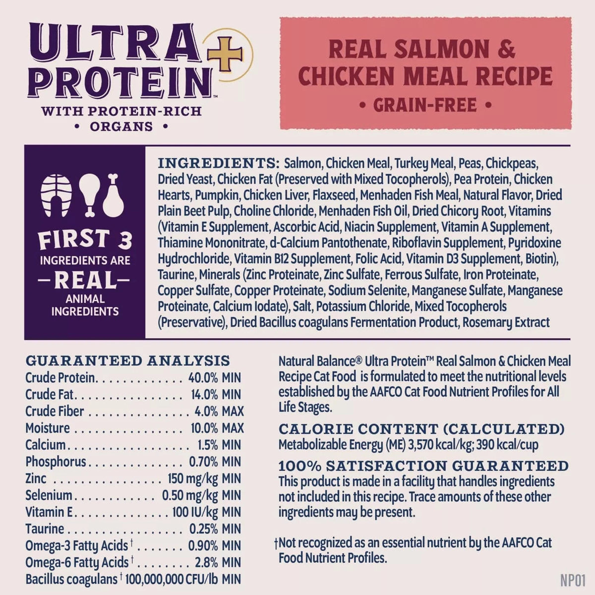 Natural Balance Natural Balance Original Ultra Protein+ Skin & Coat and Digestive Health, Real Salmon & Chicken Meal Recipe Dry Cat Food