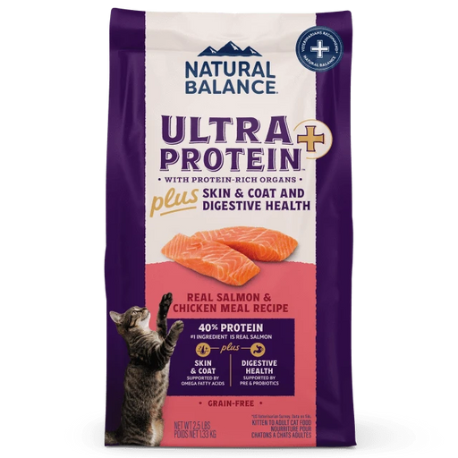 Natural Balance Original Ultra Protein+ Skin & Coat and Digestive Health, Real Salmon & Chicken Meal Recipe Dry Cat Food