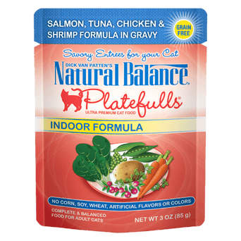 Natural Balance Natural Balance Platefulls Indoor Salmon, Tuna, Chicken & Shrimp Formula in Gravy Cat Food Pouches