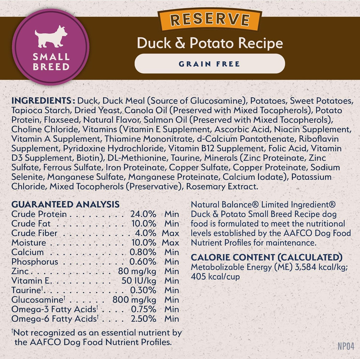 Natural Balance Natural Balance Reserve Grain Free Duck & Potato Small Breed Recipe Dry Dog Food