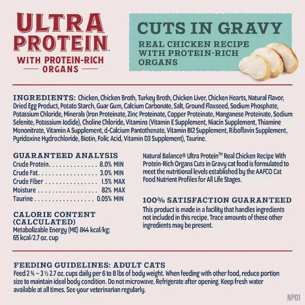 Natural Balance Natural Balance Ultra Protein Real Chicken Recipe With Protein-Rich Organs Cuts in Gravy Cat Food
