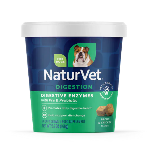 NaturVet Digestive Enzymes Plus Prebiotics & Probiotics Soft Chews for Dogs