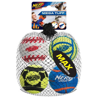 Nerf Dog Nerf Dog Tuff Sports Ball Medium 4-Pack Toy