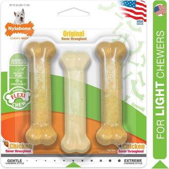 Nylabone Nylabone FlexiChew Triple Pack Chicken & Original Flavored Dog Chew Toy