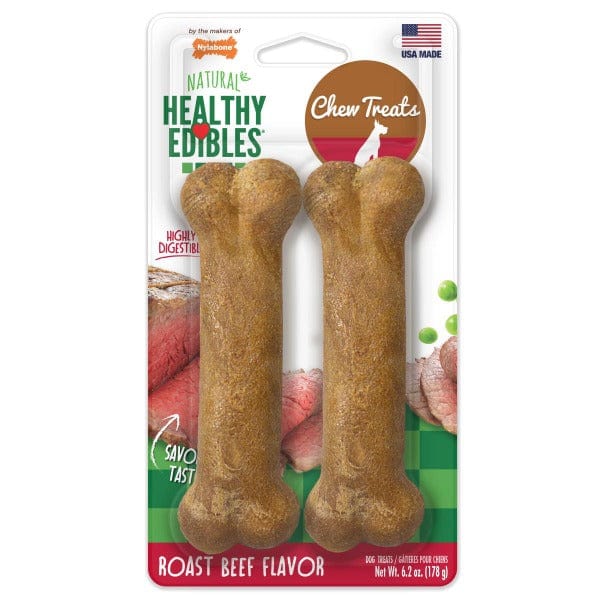 Nylabone Nylabone Healthy Edibles Roast Beef Wolf Chews Twin Pack