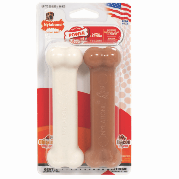 Nylabone Nylabone Power Chew Bacon & Chicken Durable Dog Chew Toy Pack