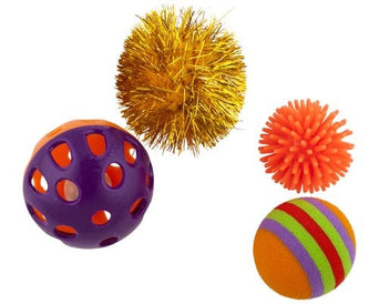 Pawise Pawise 4 Pack Assorted Balls Cat Toy