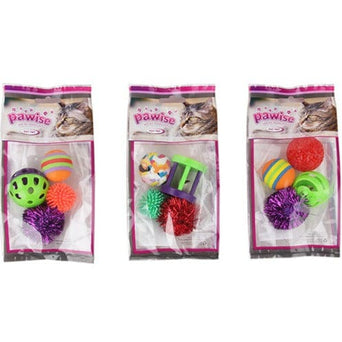 Pawise Pawise 4 Pack Assorted Balls Cat Toy