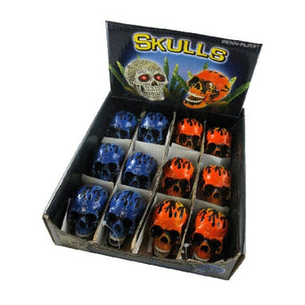 Penn Plax Fire Skulls Mini 12pc Resin Ornament Display Box