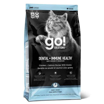Petcurean Go! Solutions Dental + Immune Health, Chicken + Salmon Recipe with Grains Dry Cat Food