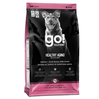 Petcurean Go! Solutions Healthy Aging | Salmon + Duck Recipe with Grains Dry Dog Food