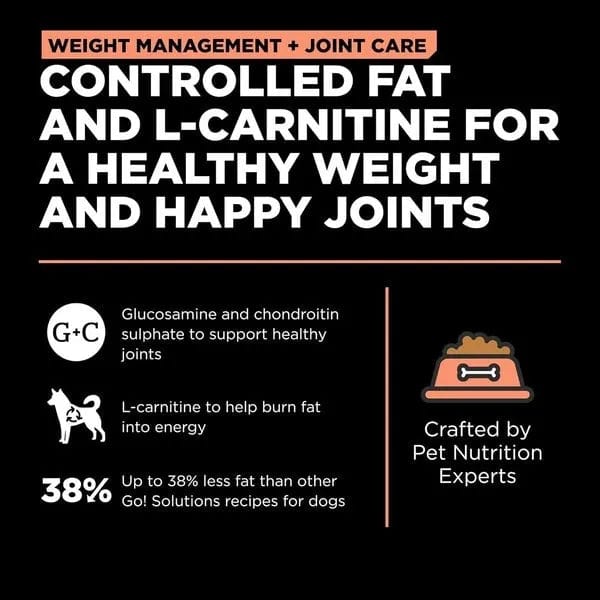 Petcurean Go! Solutions Weight Management + Joint Care, Grain-Free Salmon Recipe Dry Dog Food