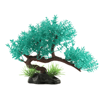 Petland Canada Fish Gear Teal Bonsai Tree Plastic Aquarium Plant