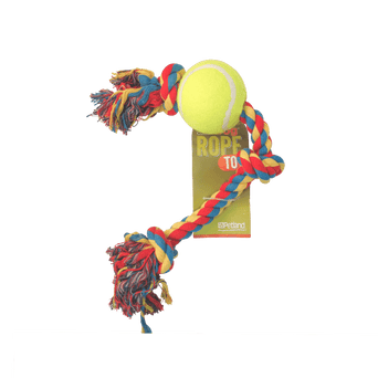 Petland Canada Good Dog Rope Dog Toy; Multi Colour 3 Knot with Ball