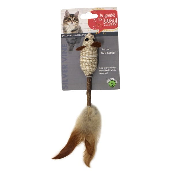 Silver Stick Mouse Feather Cat Toy
