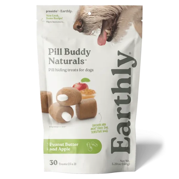 Presidio Earthly Pet Pill Buddy Naturals Pill Hiding Treat for Dogs; Peanut Butter & Apple Recipe