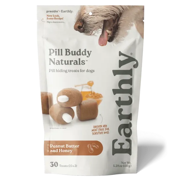 Presidio Earthly Pet Pill Buddy Naturals Pill Hiding Treat for Dogs; Peanut Butter & Honey Recipe