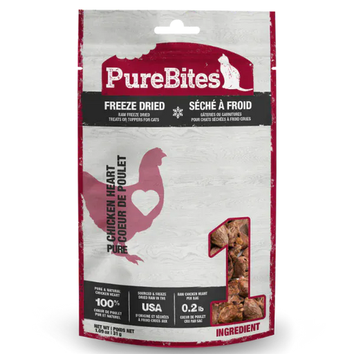 PureBites Freeze Dried Chicken Heart Cat Treat, 31g