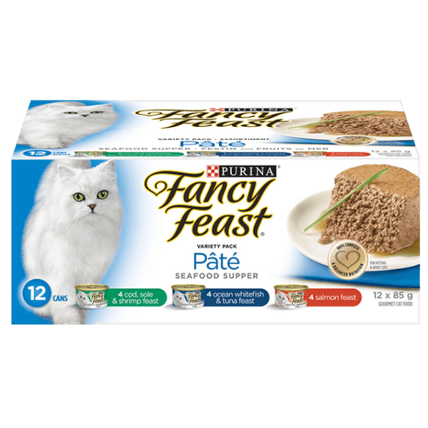 Fancy Feast Pate Seafood Supper Cat Food Variety pack 12 x 85 g