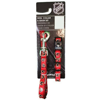 Silver Paw NHL Calgary Flames Adjustable Collar & Leash Set