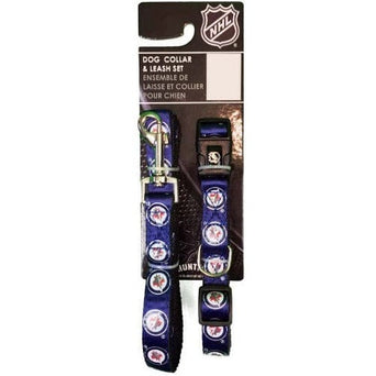 Silver Paw NHL Winnipeg Jets Adjustable Collar & Leash Set