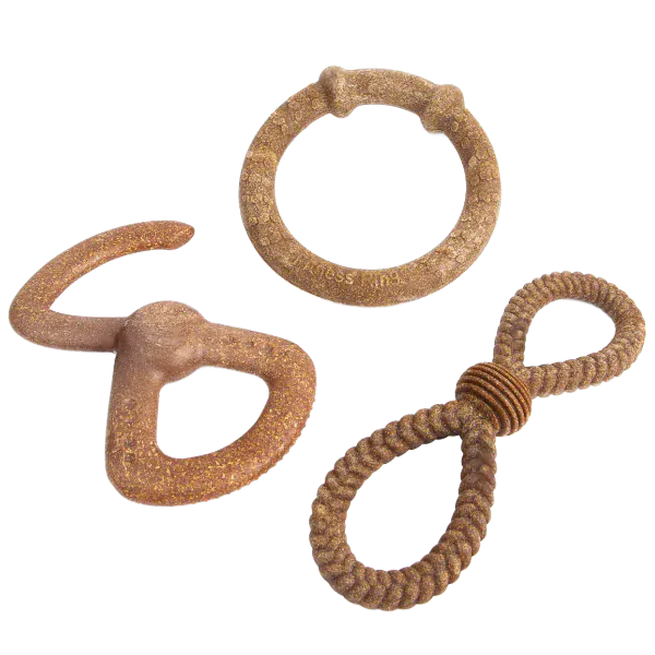 Silver Paw Silver Paw Bambooz Recycled Bamboo Fiber Dog Toys 3-Pack; Large