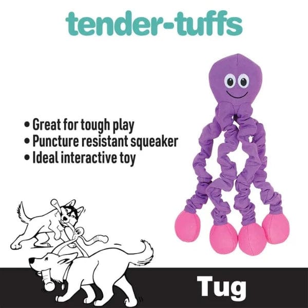 tender tuffs Stretchy Purple Octopus Dog Toy