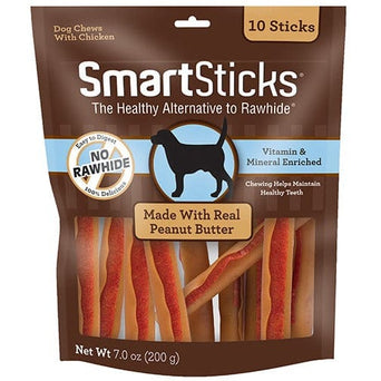 SmartBones SmartSticks Peanut Butter Flavoured Chews for Dogs 10-Pack