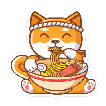 Sticker Pack Sticker Pack - Gold Cat with Ramen; Large Sticker
