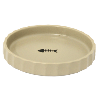 Stoneware Stoneware Grey Shallow Cat Dish