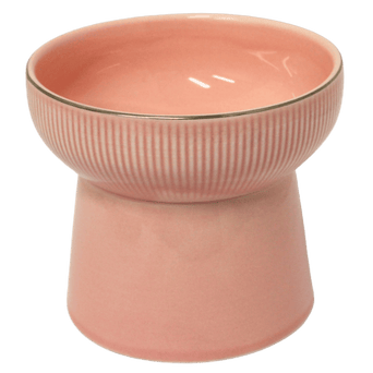 Stoneware Stoneware Pink High Cat Dish