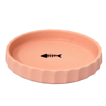 Stoneware Stoneware Pink Shallow Cat Dish