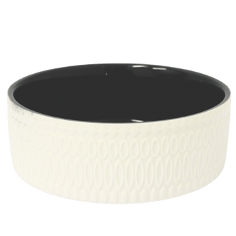 Stoneware Stoneware White & Black Embossed Dish