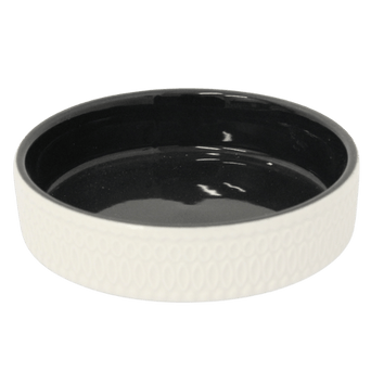 Stoneware Stoneware White & Black Embossed Dish