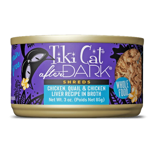 Tiki Cat After Dark Shreds Chicken, Quail & Chicken Liver Recipe Canned Cat Food, 3oz