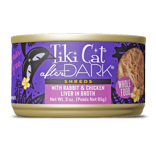 Tiki Cat After Dark Shreds Rabbit & Chicken Liver Recipe Canned Cat Food, 3oz