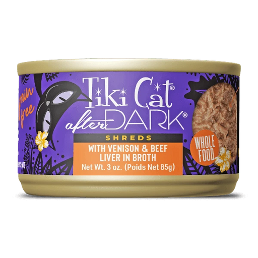 Tiki Cat After Dark Shreds Venison & Beef Liver Recipe Canned Cat Food, 3oz