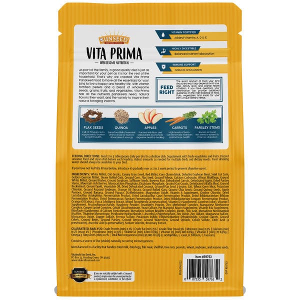 Vitakraft Sun Seed, Inc Sunseed Vita Prima Parakeet Food