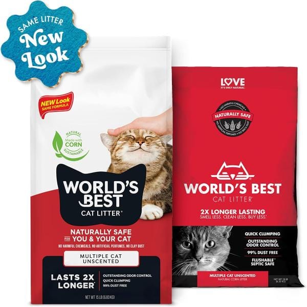 World's Best Cat Litter WORLD'S BEST Multi-Cat Unscented Clumping Cat Litter, 14lb