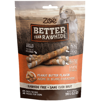 Zoe Zoë Better than Rawhide Peanut Butter Twists for Dogs